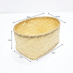 Panier en bambou naturel tissé à la main, forme ovale, organisateur de rangement décoratif pour la maison, la cuisine, la salle à manger et l'affichage des fruits - Product Image 2