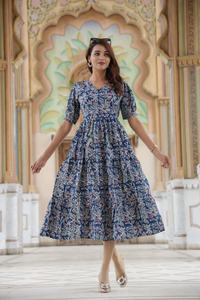 Robes d'été et de printemps mi-longues en coton 100% respirant et écologique à imprimé floral uni fait main - Product Image 6