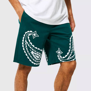 Pantalones cortos deportivos para gimnasio con logotipo personalizado para hombre, pantalones cortos de lana con patrón sólido, 100% algodón, estampado antiarrugas, entrenamiento, Fitness - Product Image 2