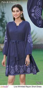 Vente en gros de motifs de broderie extraordinaires sur des hauts courts occidentaux fantaisie en rayonne lourde pour vêtements indiens et pakistanais - Product Image 5