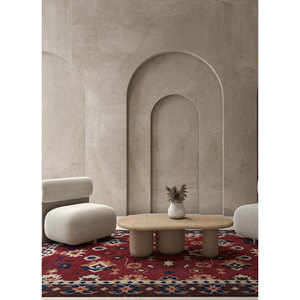 Tapis en laine tissé plat Bédouin rouge et orange, jacquard floral, à poils coupés et tuftés pour la maison, l'extérieur, la prière et l'exercice - ADWL-23004 - Product Image 6