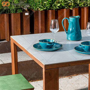 Mesa de Comedor Rústica de Acero Corten, Diseño Industrial de Metal, Tradicional para Hogar Moderno, Hotel, Uso en Exteriores, Recubrimiento en Polvo Duradero - Product Image 6