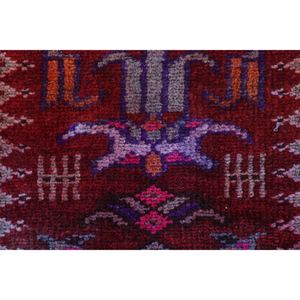 Alfombra pequeña vintage de 1.5x2.8 pies, alfombra turca, geométrica marrón y rosa con elementos florales. - Product Image 4