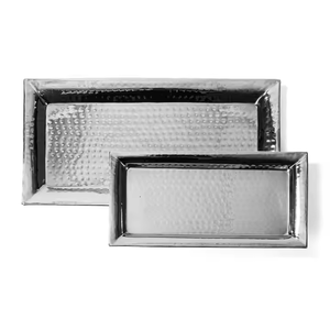 Best Quality Food Serving Tray Glossy Silver Mirrored Finished Stainless Steel Serving Tray With Attractive <b>Golden</b> Handle - Product Image 3