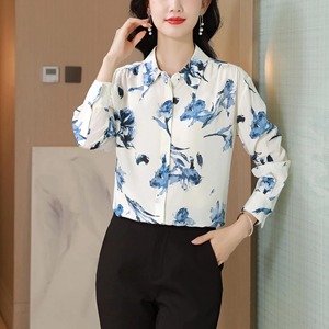 Custom Casual Printed Summer Women's Shirt 100% Cotton Turn Down <b>Collar</b> Shirts Top Quality Wholesale Woman Shirts - Product Image 6