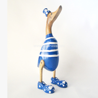 Décoration de canard en racine de bambou bleu foncé, artisanale, écologique, durable, style Art Déco, canard en bois rayé, décoration de luxe pour la maison, cadeaux