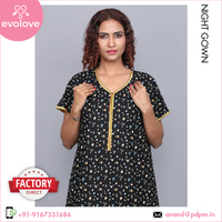 Chemise de nuit pour femme en popeline de rayonne mercerisée ultra-douce, anti-boulochage, bio-lavée, à manches mi-longues et fermeture boutonnée
