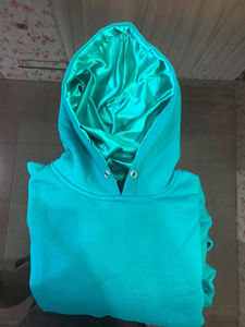 Sudadera con capucha de seda de lujo de alta calidad 20025 algodón con logotipo personalizado de lana cubierta bordada de peso pesado para hombre con forro de satén interior corto - Product Image 5