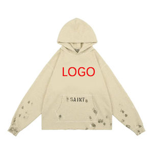 Sudadera Corta de Felpa Francesa de Color Liso, Mezcla de Algodón/Poliéster, con Efecto Desgastado, para Hombre, con Estampado Personalizado y Bordes sin Rematar, para Invierno - Product Image 2