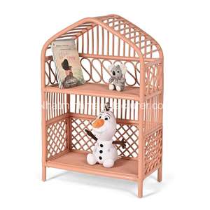 Étagère à jouets rose pour enfants tissée en rotin naturel, bibliothèque pour chambre d'enfant, articles de rangement intérieurs pour enfants - Product Image 4