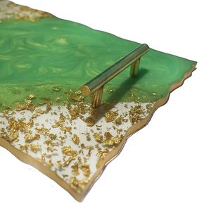 Plateau de service en résine époxy fait à la main, motif floral, 12 x 9 pouces, passe au lave-vaisselle, élégant et décoratif pour la cuisine, la maison, le restaurant, l'hôtel - Product Image 3