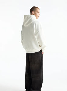 Sudadera con capucha extragrande blanca para hombre, corte holgado, material de felpa suave, estilo casual elegante, perfecta para el uso diario - Product Image 2