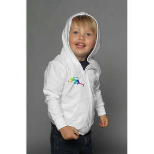 Sweat à capuche zippé pour enfants avec broderie drapeau Running Man, en coton tricoté, style décontracté et tendance, pour bébés garçons et filles - Product Image 2