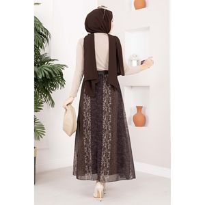 <b>Mini</b> Brown Chiffon Skirt Floral Pattern Belted Embroidered Casual Summer Style Natural Breathable Silk Digital <b>Print</b> Ruffles - Product Image 5