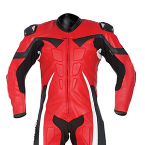 Hike Impex Men's <b>Red</b> Black Leather Motorcycle Racing <b>Suit</b> Full Sleeve Waterproof All Seasons Protective Gear Front Logo - Product Image 6