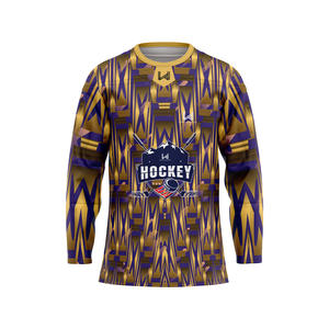 เสื้อฮอกกี้น้ำแข็งโพลีเอสเตอร์ 100% พิมพ์ลายแบบถ่ายโอนความร้อน ปรับแต่งได้ตามต้องการ สำหรับผู้ใหญ่ แบบยูนิเซ็กซ์  ชื่อทีมสั่งทำได้  ยืดได้สี่ทิศทาง - Product Image 1