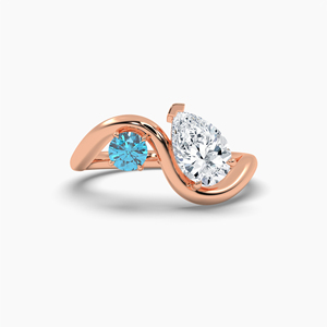 Vente en gros de bague unisexe en diamant de laboratoire de 1,25 CTW plaqué rhodium, design élégant en forme de poire et de vague ronde en or 14K ou 18K - Product Image 6