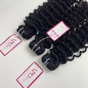 ผมต่อจากเรมียาว100% 22นิ้วสีธรรมชาติคลื่นลึกโมเดลผมมนุษย์สี1B - Product Image 2