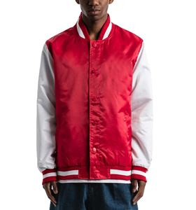 เสื้อแจ็กเก็ตเบสบอลผ้าซาตินลำลองเสื้อแจ็กเก็ตใส่ไปตามท้องถนนทำจากโพลีเอสเตอร์100% ทันสมัยโลโก้แบบมืออาชีพ - Product Image 1