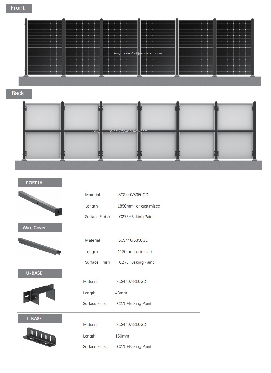 Custom Farm Garden Bidirectional Solar Panel Systems Fence Solar Ground Mounting Vertical Solar Racking System · image 4
