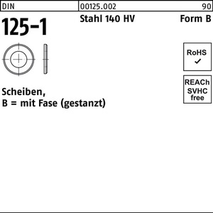 Arandelas de Acero DIN 125-1 Forma B 27 X 50 X 4, 140 HV, 50 Piezas - Product Image 1