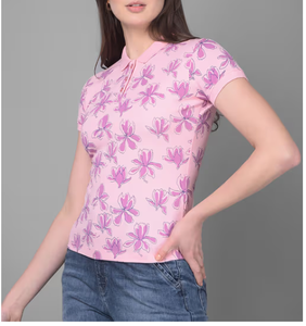 High Quality <b>Women's</b> New Fashion Short-sleeved Floral <b>Polo</b> T-shirt Fashion Plus Size <b>Women's</b> Regular Fit T-shirt - Product Image 2