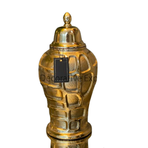 Galvanoplastie Pots de gingembre en métal doré Pièce maîtresse de mariage Vase décoratif Pièce maîtresse de fête Pot en aluminium Vases à fleurs de table - Product Image 1