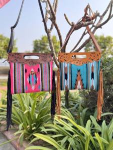 Élégant Turquoise Jacquard Sling Bag femmes usiné à la main bohème aztèque tissu fermeture à glissière grande capacité léger «lettre» - Product Image 5