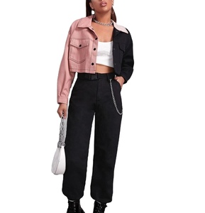 Veste en jean pour femme sur mesure de haute qualité OEM, décontractée, rose et noire, en tissu jean teint, longueur longue, vestes sur mesure par HI 2026 - Product Image 1