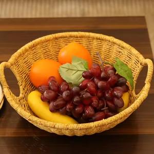 Vente en gros, plateau de rangement en rotin PP tissé à la main, assiette à pain ovale, plateau à gâteaux aux fruits, élégant plateau de service - Product Image 4