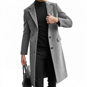 Abrigo Largo Clásico para Hombre, Mezcla de Lana, Resistente a las Arrugas, Material de Poliéster - Product Image 1