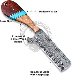 Couteau à peler à lame fixe damas fait à la main, coupe-taureau Cowboy Full Tang EDC, gaine de camping en plein air, OEM, ODM, personnalisé - Product Image 3