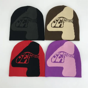 Bonnet en acrylique unisexe de haute qualité fait à la main Jacquard personnalisé hiver crâne serré décontracté tricot nouveau Style pour le voyage - Product Image 2