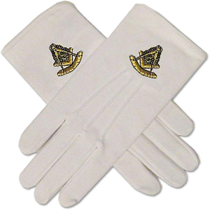 Gants en coton blanc uni pour hommes avec motif maçonnique bleu clair Taille unique avec ou sans G - Product Image 4