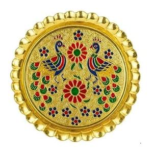Platos de Servir Redondos de Latón Puro de Alta Calidad, Platos Redondos de Metal para Restaurante y Hotel con Diseño de Pavo Real Grabado - Product Image 5