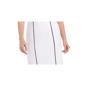 Gonna a tubino avvolgente Calvin Klein da donna, bianca, taglia XS, con profili a contrasto, in tessuto denim effetto pelle, lunghezza midi, con spandex. - Product Image 2