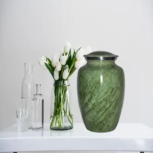 Urne funéraire en pierre de marbre vert, Urnes en marbre pour cendres, Urnes de crémation classiques vertes pour adulte - Product Image 5