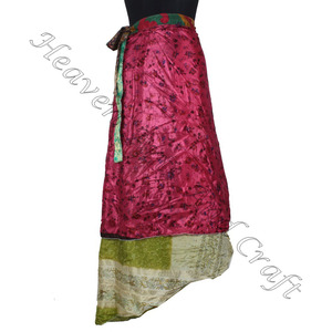 Nueva ropa de mujer Faldas de seda Vestidos Sari reciclado India Faldas de playa Compras en línea Ropa de mujer Vintage Seda Sari Cubierta larga - Product Image 2