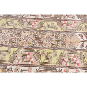 Turkish Vintage Rug, 3.8x6.1 ft Accent Rug, Brown <b>Yellow</b> Polka dot Rug - Product Image 5