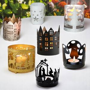 Bougeoir votif découpé au laser en métal feuille d'or fabriqué à la main pour les décorations de maison et d'événement de Pâques et la décoration de Noël - Product Image 6