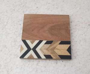 Exquisite Handmade <b>Wood</b> <b>Resin</b> Coasters Marble Stone & Gold Leaf Inlay Drink Protection <b>Table</b> Decoration & Accessories Mats & Pad - Product Image 2