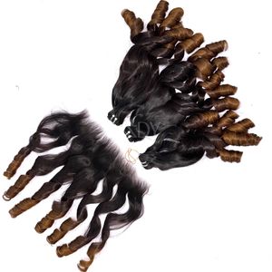 Paquetes de color hinchable Ombre de cabello crudo de alta calidad con frontal y paquetes para hacer pelucas - Product Image 1