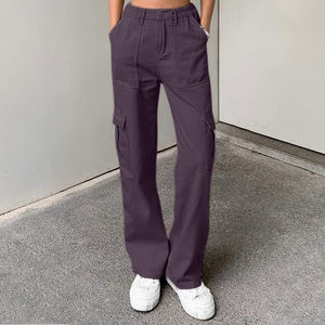 Pantalones Cargo de Verano para Mujer al por Mayor de Frente Plano Transpirables Ecológicos de Cintura Media y Corte Holgado con Bolsillos - Product Image 3