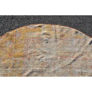 พรมกลมแบบตุรกี ขนาด 4x4 ฟุต สีเหลืองส้มลายจุด ทำจากขนสัตว์ - Product Image 5