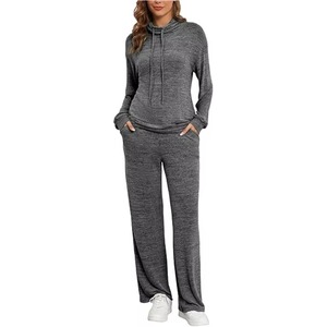 Sporty 100% Cotton Breathable Tracksuit for <b>Women</b> Two Piece Set with Long Sleeve Sweatshirt Jogger <b>Pants</b> for Fitness or <b>Lounge</b> - Product Image 3
