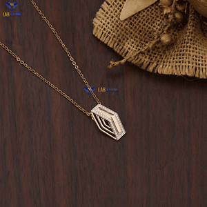 Colgante de diamante de corte brillante redondo TDW 0,15 con cadena de oro rosa certificado/no certificado Diamante Cvd Joyería de diamantes - Product Image 3