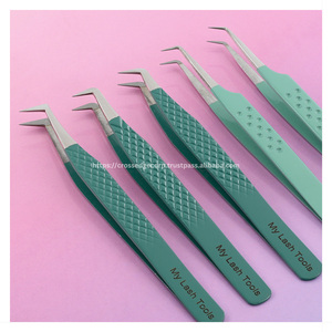 Pince à épiler professionnelle pour extensions de cils en fibre, courbée, volume classique, 45 degrés, 90 degrés, en acier inoxydable - Product Image 5