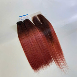 Extensions de cheveux humains non-Remy teints en gros, lisses, double trame, fermeture en dentelle HD, extensions vietnamiennes - Product Image 4