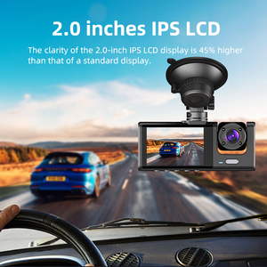 Dubbele Lens Zwarte Doos HD 720P Dashcam 3-Kanaals Auto DVR Dashcam met LCD Scherm Auto Camcorder voor Kinderbewaking in de Auto - Product Image 2