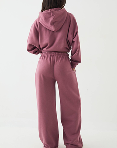 OEM ODM Custom Women Boxy Fit Tracksuit Wholesale Brand Printed logo Plus Size Athleisure Wear Cotton Pullover 2PCS Jogging <b>Set</b> - Product Image 4